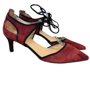 Franco Sarto Darlis Womens Ankle Strap Sueded Heels Shoes Burgundy Black 8.5